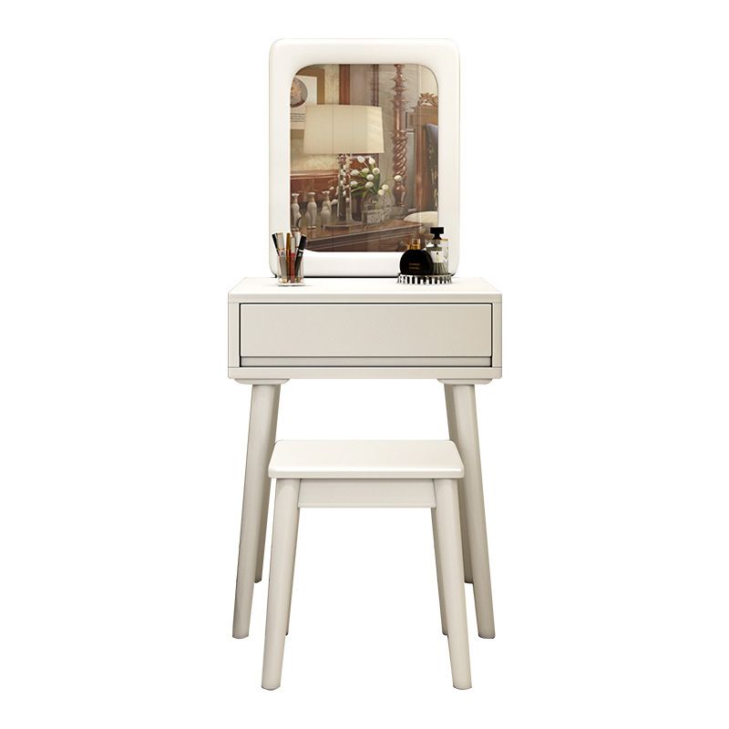 Scandinavian Solid Wood Dressing Table Make-up Vanity with Drawer and Mirror