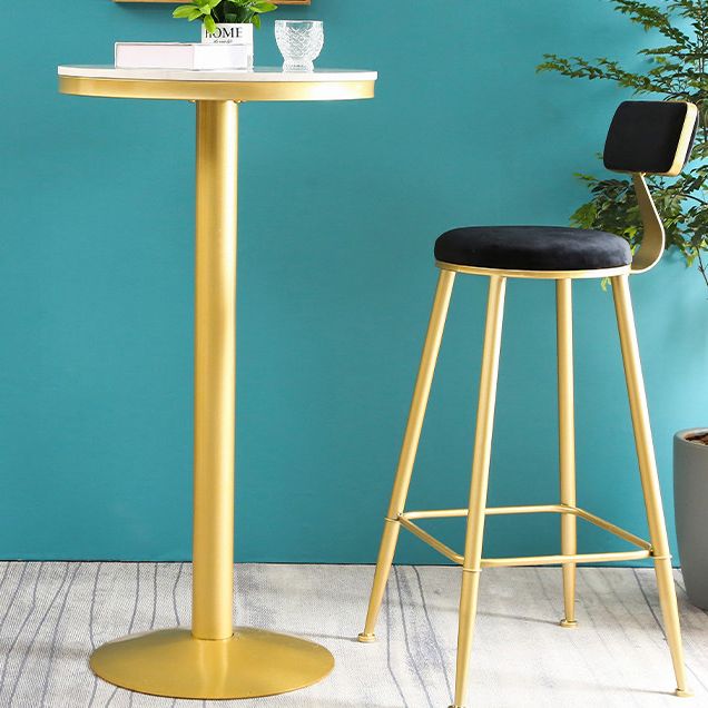 Glam Round Faux Marble Bistro Table Indoor Gold Iron Bar eettafel met enkel voetstuk