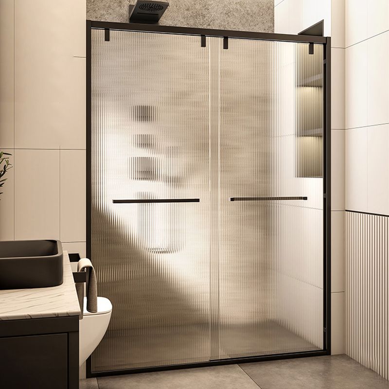 Black Stainless Steel Narrow Frame Semi Frameless Double Sliding Shower Door