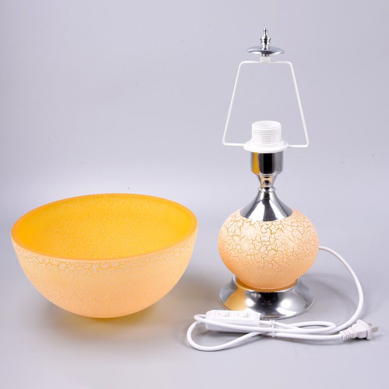 Hemispherical Living Room Accent Lamps Crackle Glass 1 Head Modern Night Table Light