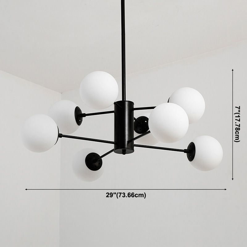 Milk Glass Black Ceiling Pendant Chandelier Globe Industrial Multi Lights Chandelier Lights