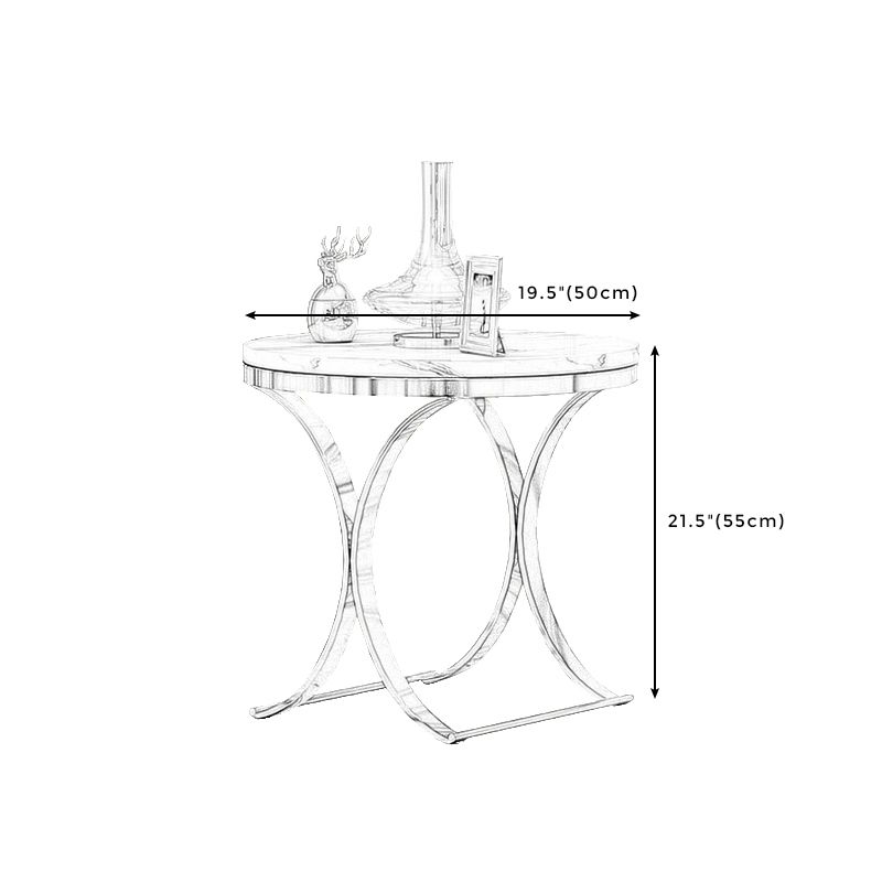 Round Stone Top Side End Table Frame Sofa Side End Table for Living Room