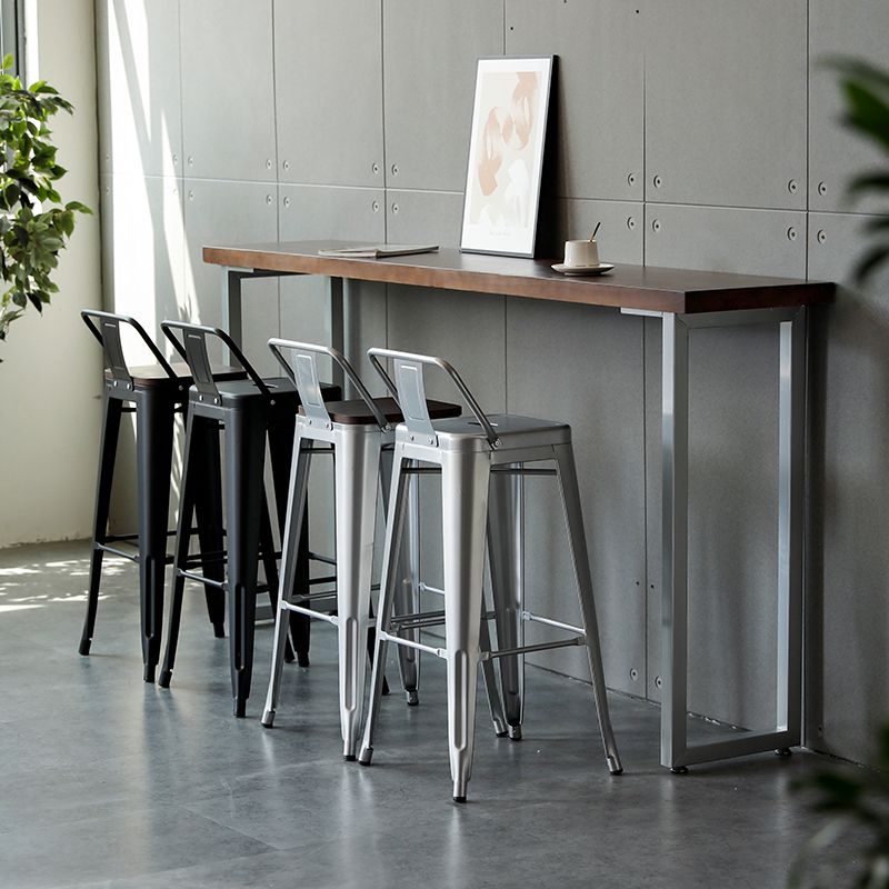 Rectangle Counter Wine Table Sled Wood Industrial Cocktail Bar Table in Natural