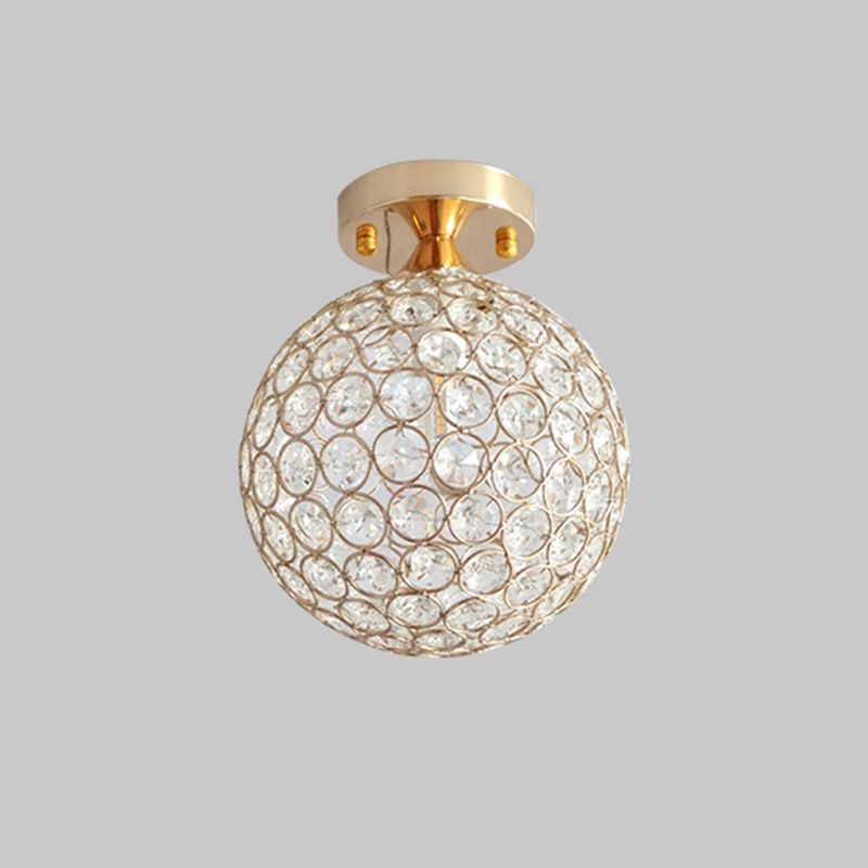 Simplicity Spherical Ceiling Mounted Lamp Crystal 1-Light Hallway Flush Light