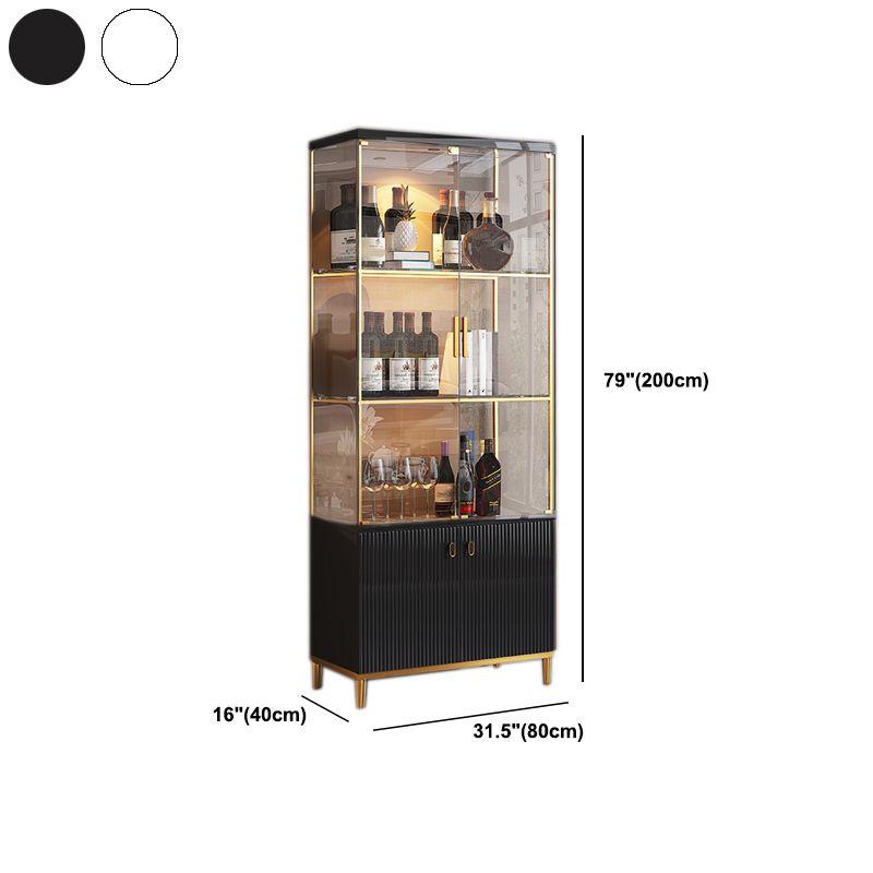 Luxury Stainless Steel Curio Cabinet  Black/ White Display Stand with Glass Doors