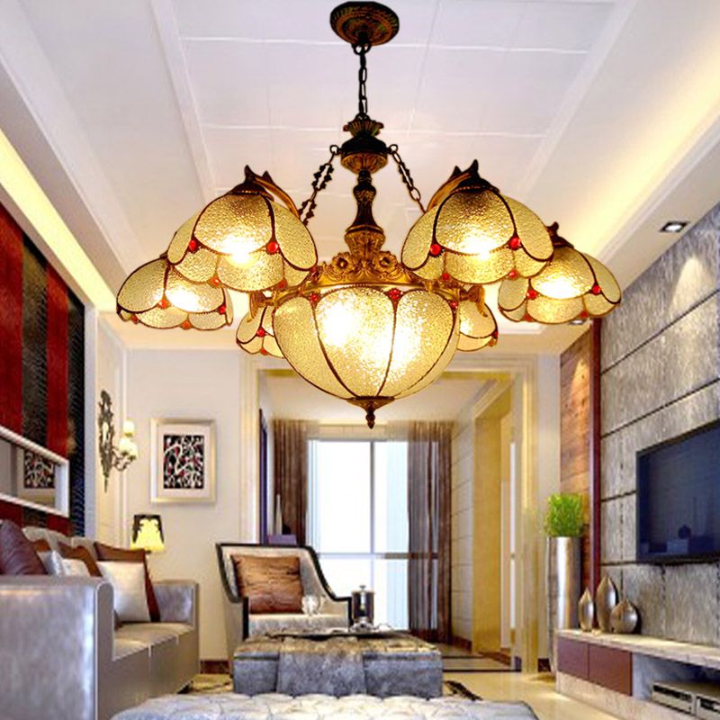 Plafond en forme de bol lampe de suspension Tiffany Tachage d'art en bronze Chandelier de plafond