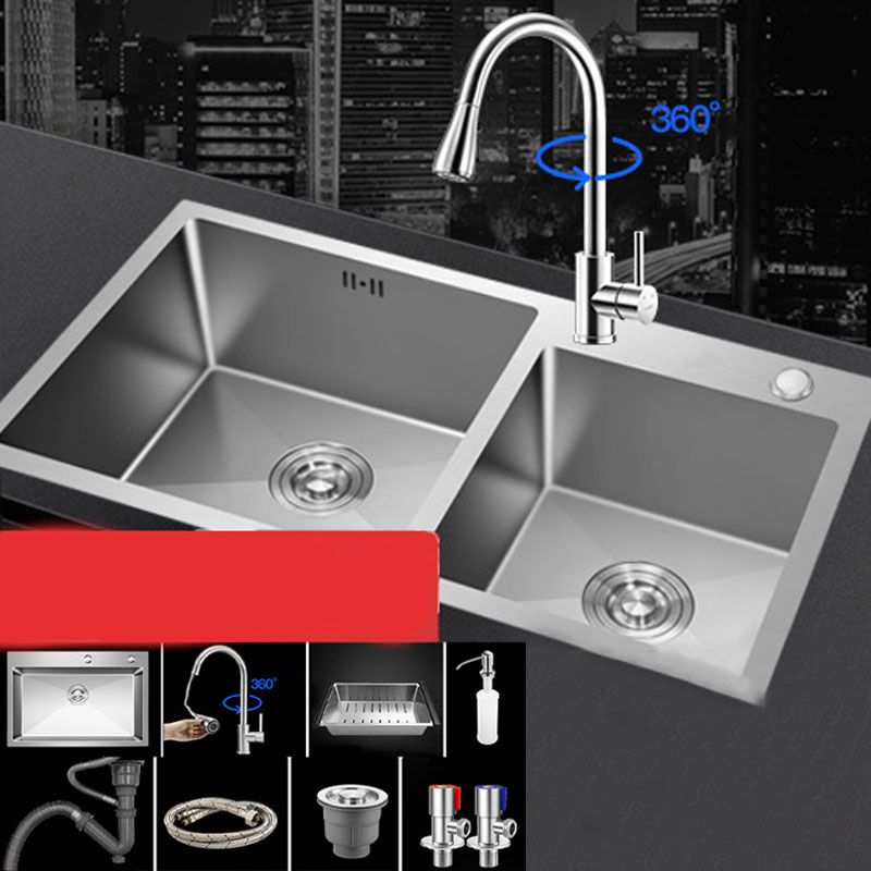 Contemporary Style Kitchen Sink Stainless Steel Kitchen Sink with Drain Strainer Kit