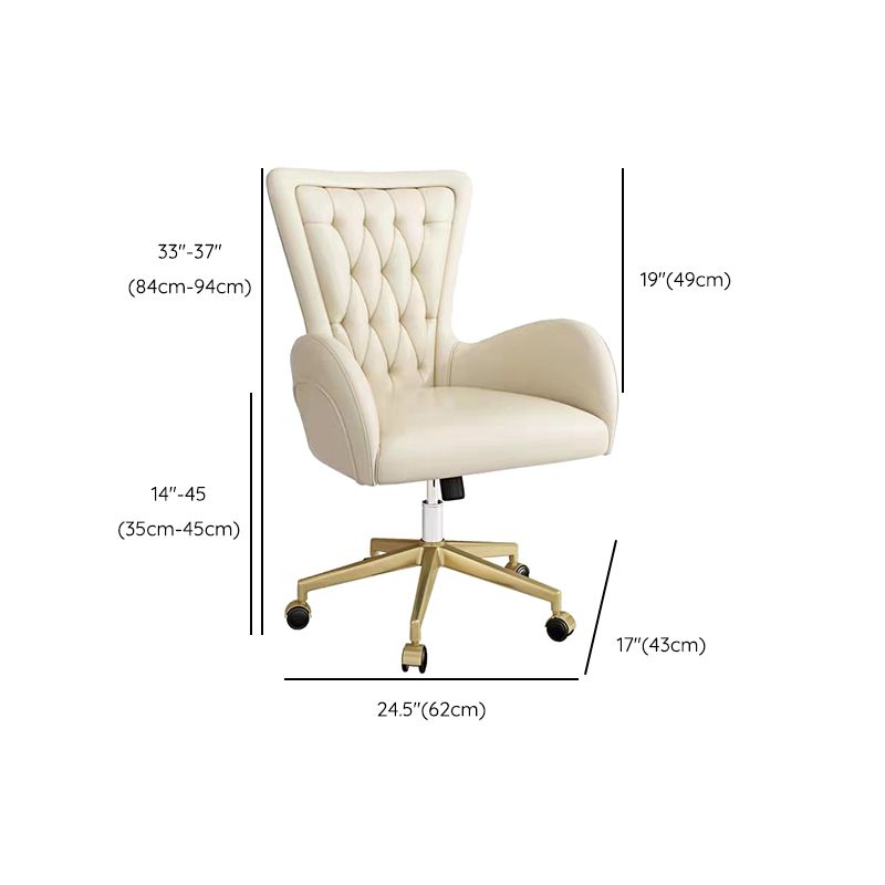 Contemporary Upholstered Swivel Chair Faux Leather White Desk Chair