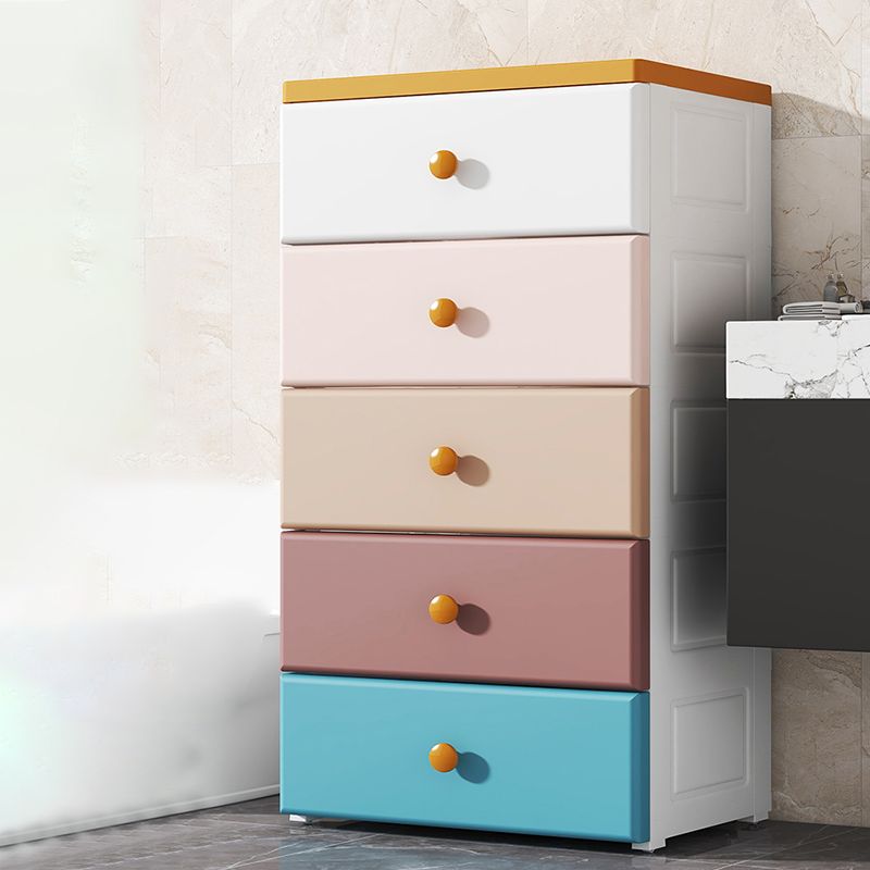 Contemporary Plastic Kids Nightstand Vertical Nursery Dresser for Home