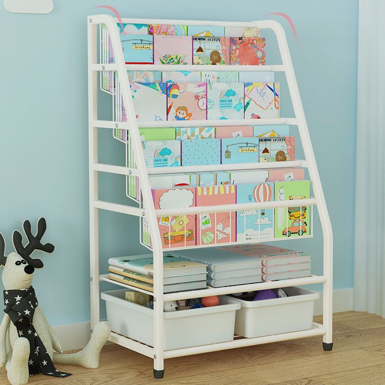 Scandinavian Metal Book Shelf Freestanding Book Display in White