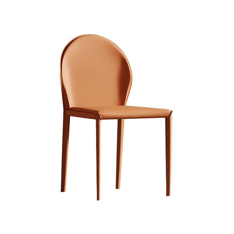 Minimalist Style Solid Back Armless Dining Chair Leather Dining Chairs