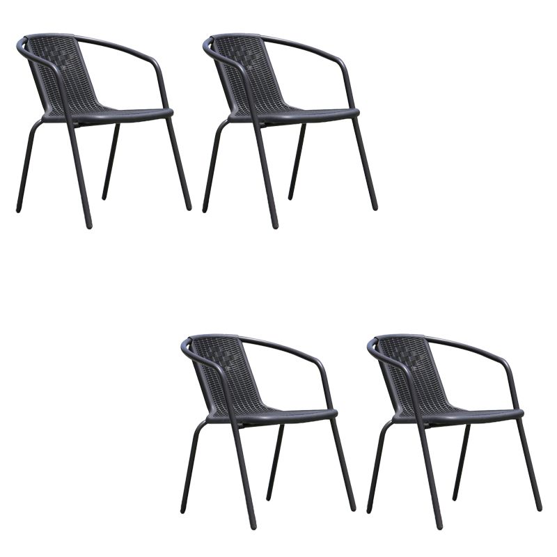 Black Metal Outdoor Chair Contemporary Armchair Stacking Outdoor Bistro Chair