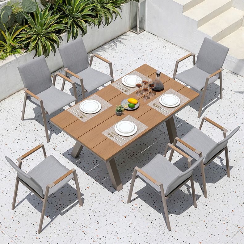 Rectangle Patio Table with UV Resistant Solid Wood Dining Table