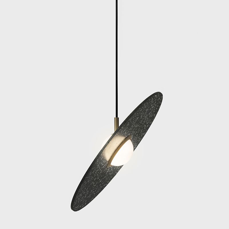 Modern Circle Pendant Light Fixture 1-Light Terrazzo Bar Hanging Ceiling Light