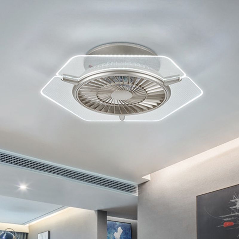 Éclairage de ventilateur de plafond en or / argent modernisme modernisme rond / hexagone semi-mmount pour le salon, 23,5 "de large