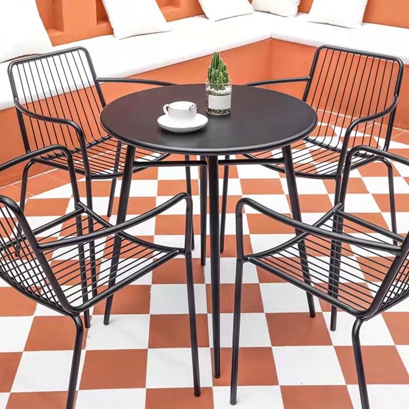 Industrial Round Dining Set Metal Water Resistant Dining Table