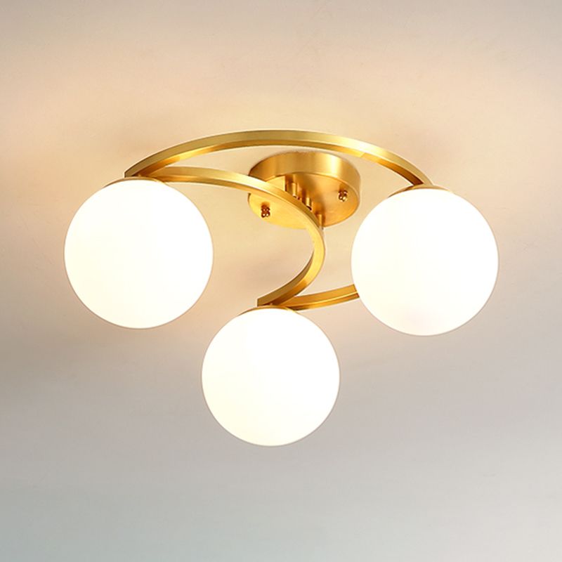 Spherical Glass Ceiling Mount Light Fixture Simple Style White Ceiling Mount Chandelier