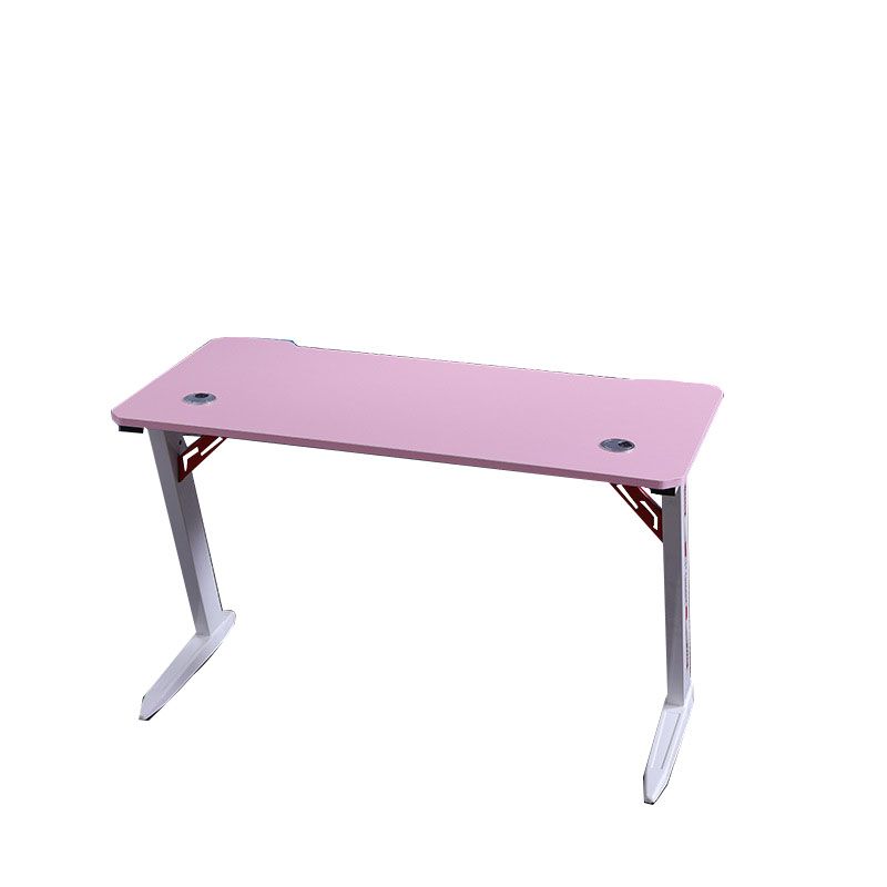 Pink Wood Computer Desk Cable Management T-Shape Writing Desk