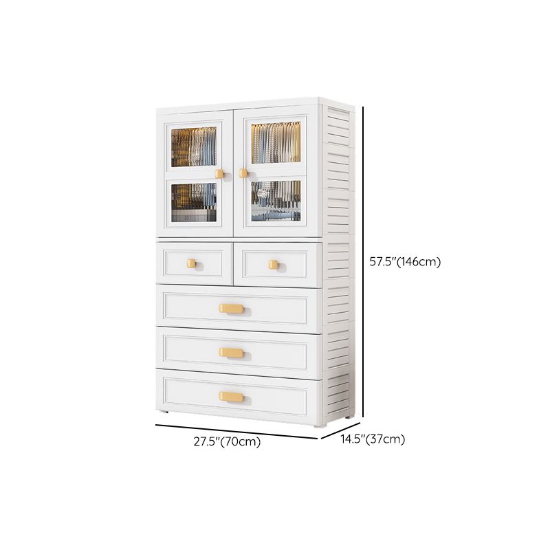 White Plastic Kids Closet Modern Style Shelved Armoire Cabinet