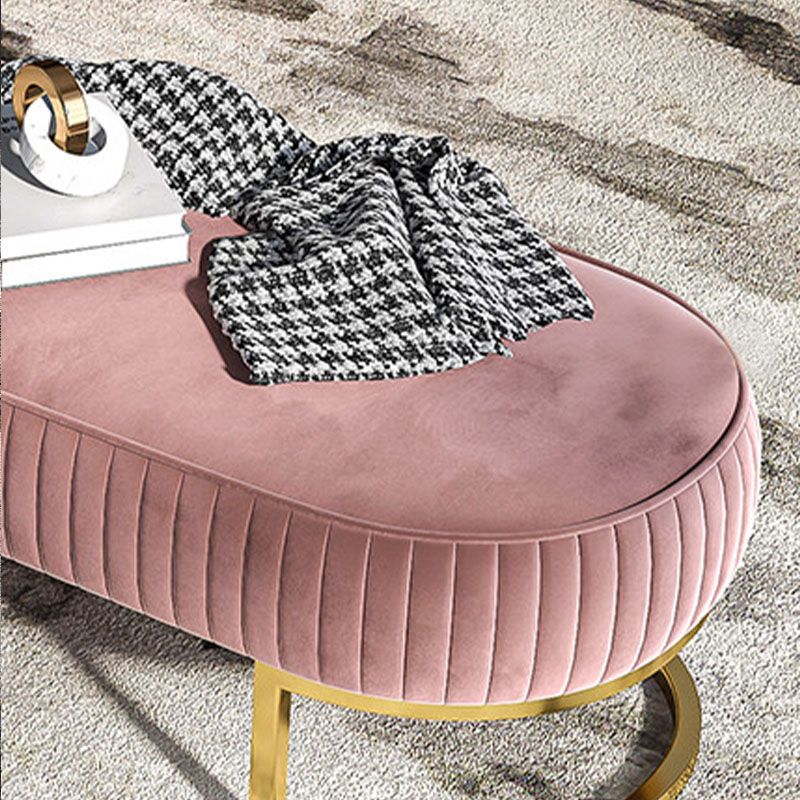 Modern Style Seating Bench Glam Upholstered Bench with Gold Legs