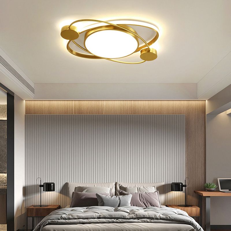 Modernism Flush Mount Ceiling Light Gold Flush Lighting with Metal for Bedroom