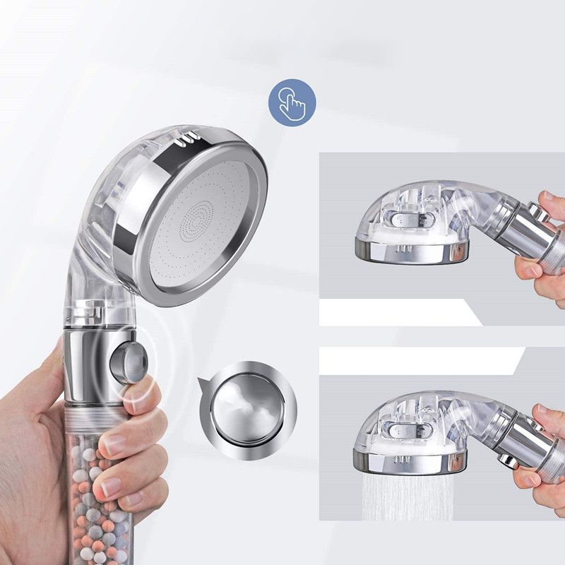 Contemporary Handheld Shower Head Round Filter Ball Spray Head in Silver