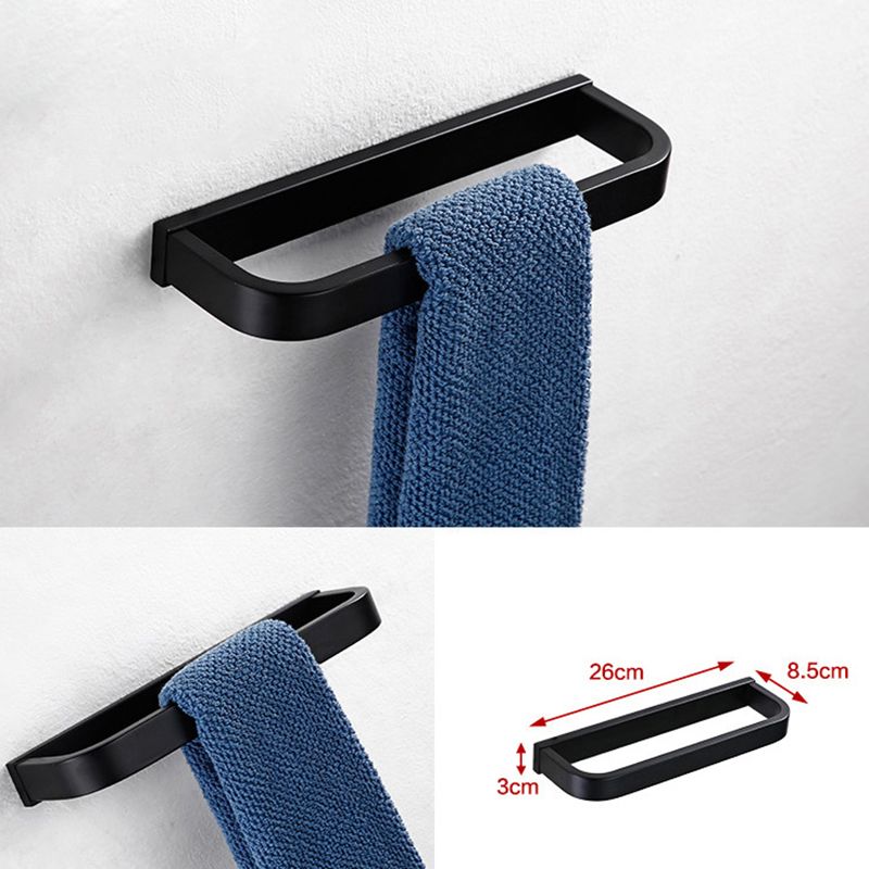 Contemporary Style Black Bathroom Accessory Set Metal Towel Bar