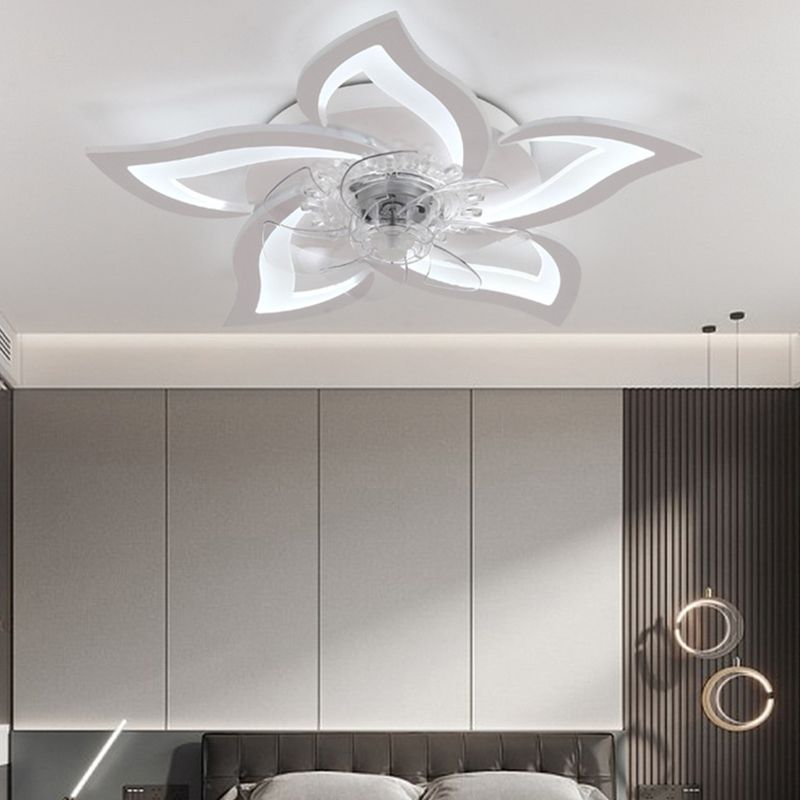 Metal Flower Shape Ceiling Fan Modern Style 5 Lights Ceiling Fans Fixtures