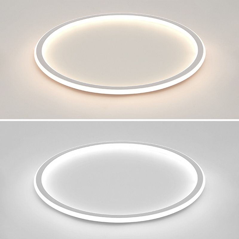 Circle Shape Flush Mount Modern Metal Ceiling Light with Silicone Shade for Living Room