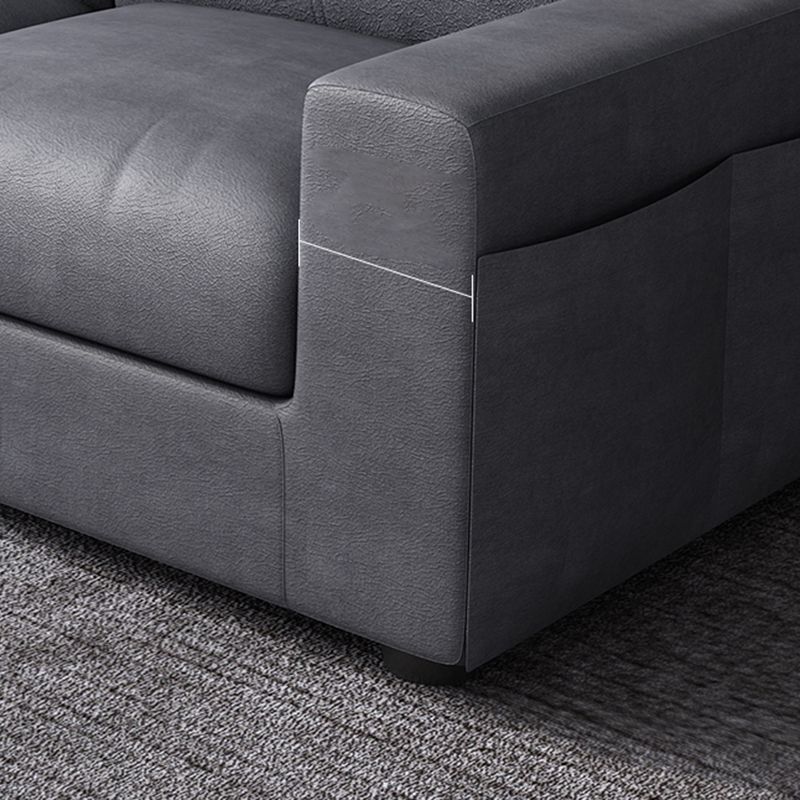 Square Arm Grey Cushion Back Modern Storage Living Room Sofa