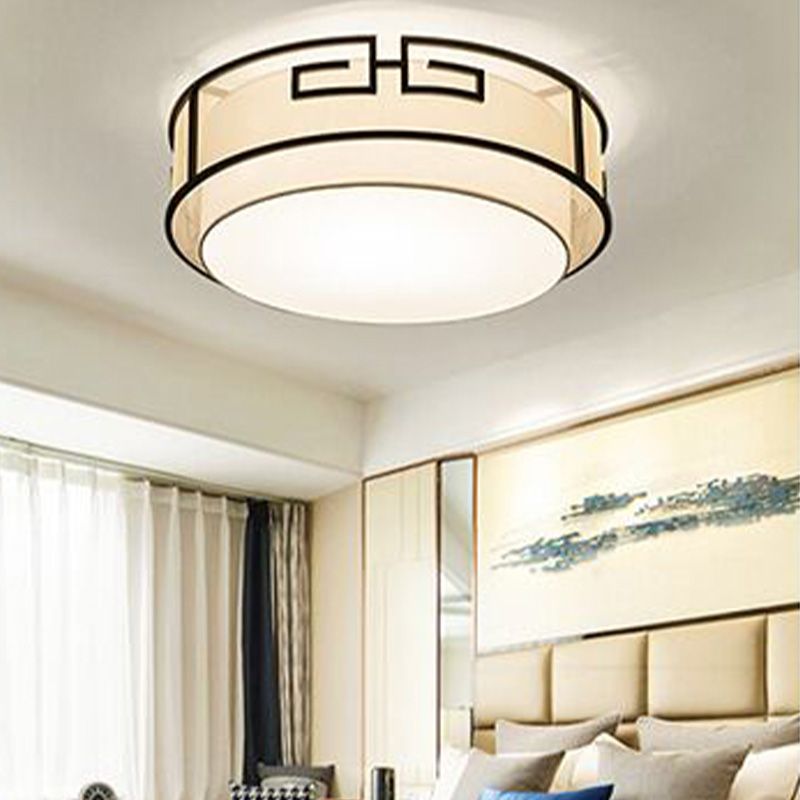 3/5 Heads Fabric Ceiling Lamp Chinese Style Flush Mount Lighting Fixtures for Living Room