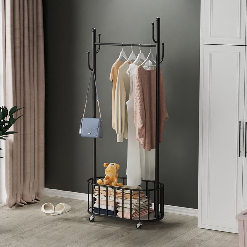 Coat Rack Contemporary Metal Hooks Champagne Hall Tree With Basket Storage