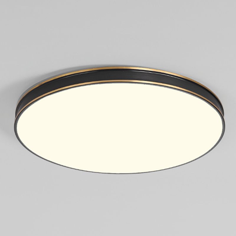 1-Light Round Flush Light Modern Metal Flush Mount Ceiling Light