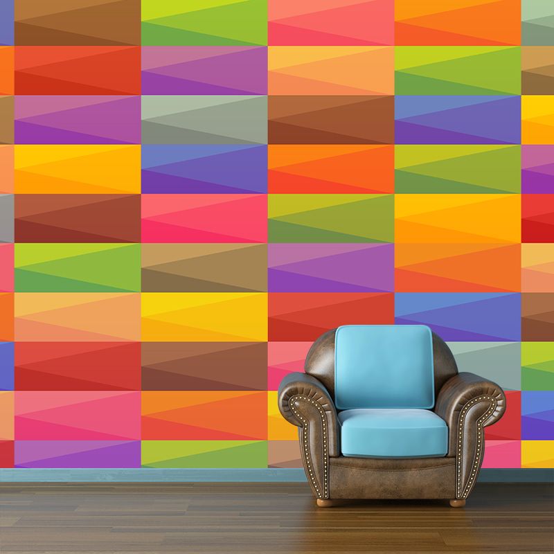 Illustration Mural Stain Resistant Geometric Contemporary Bedroom Colorful Wallpaper