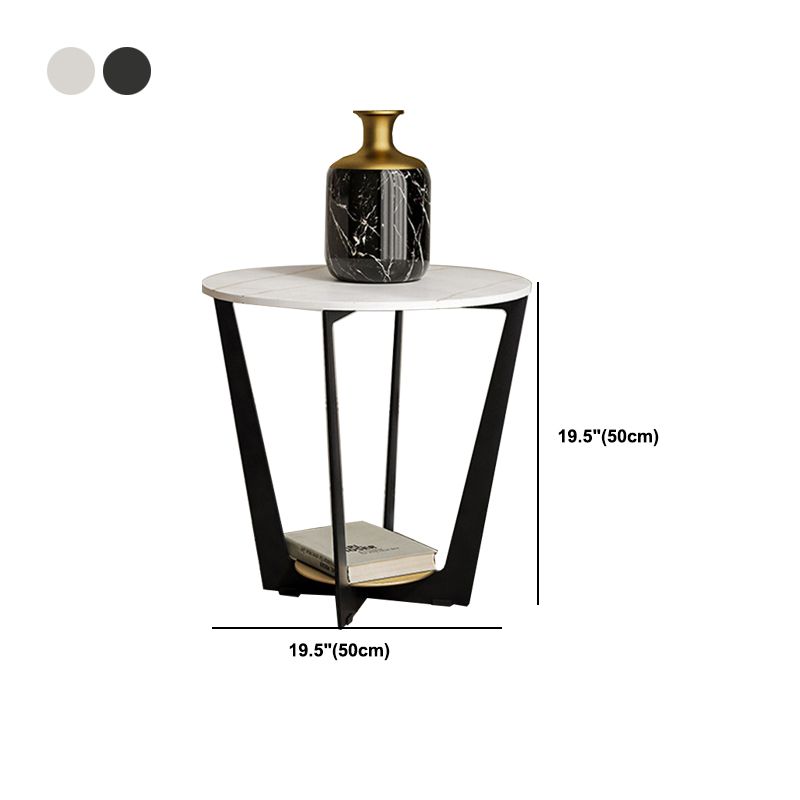 Industrial Accent Table Nightstand Lower Shelf Night Table for Bedroom