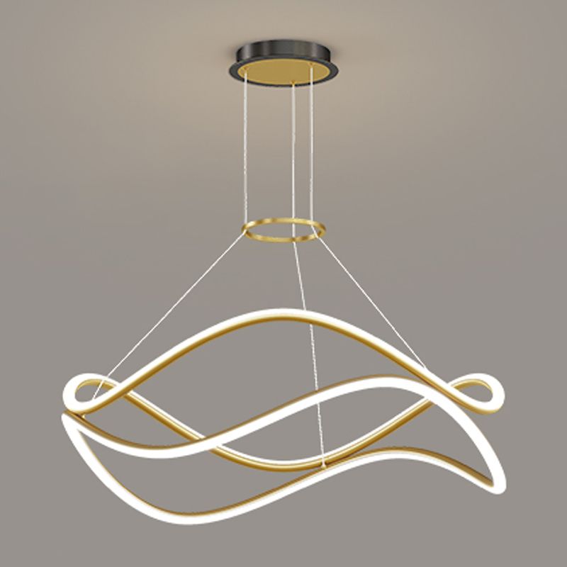 Twist ombre le luci del lampadario in metallo moderno moderno 2- LIGHTER FIGLITTI IN GOLD