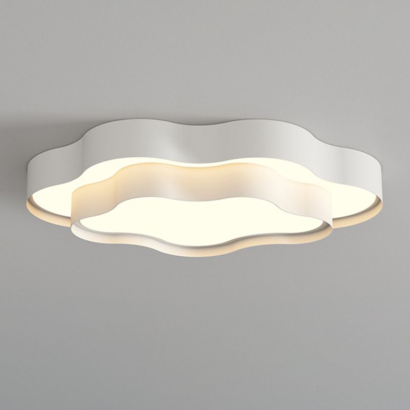 Contemporary Flush Mount 2-Tier Ceiling Mounted Fixture in White for Bedroom