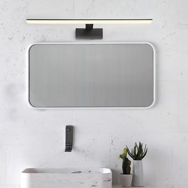 Black/White Rectangle Vanity Lamp Nordic 16.5"/20" Dia LED Acrylic Wall Sconce Light in Warm/White Light for Bathroom