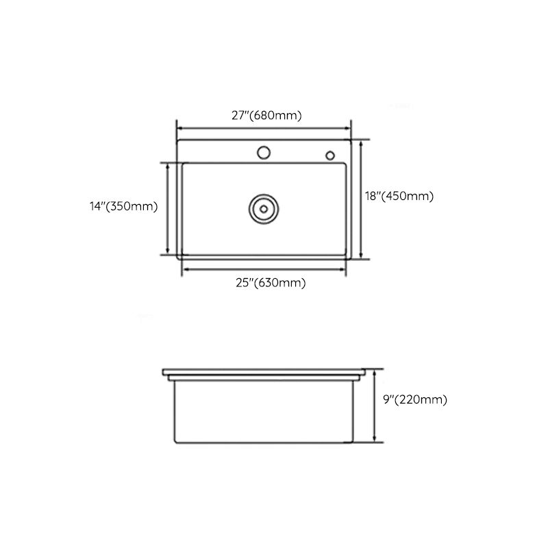 Contemporary Kitchen Sink Stainless Steel 2 Holes Drop-In Kitchen Sink