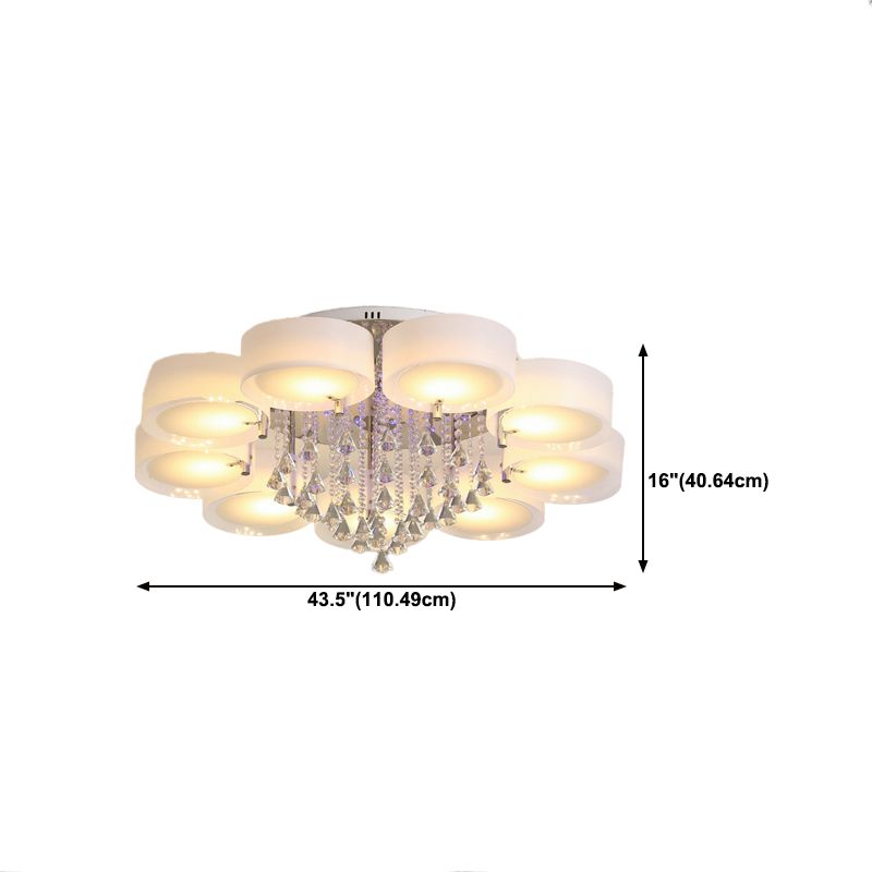 3/5/6/7/9-Light Modern Chrome Flush Mount Lighting LED Ceiling Light with Crystal