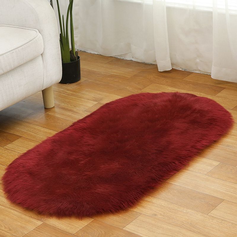 Multi Colored Plain Rug Faux Fur Minimalist Carpet Non-Slip Pet Friendly Stain Resistant Rug for Sitting Room