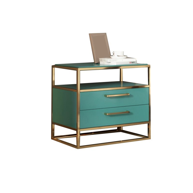 Metal and Wood Bedside Cabinet Modern Minimalist Open Bedside Table with Legs