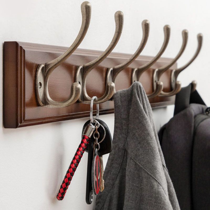 Brown Wooden Coat Hanger Modern Style Minimalist Home Wall Hanging Coat Rack