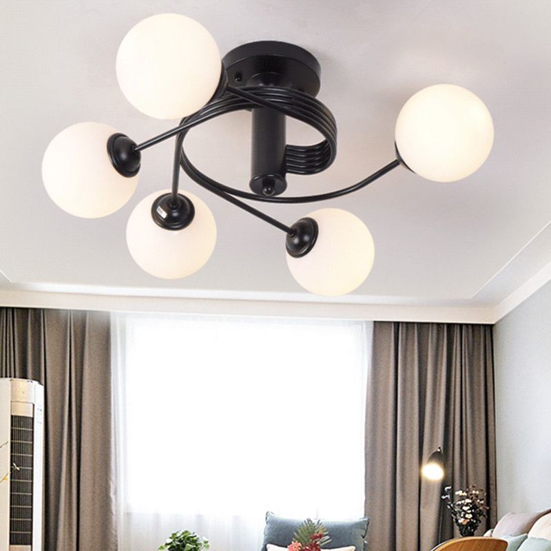 Round Flush Mount Ceiling Light Contemporary Frosted White Glass Ceiling Flush Mount for Living Room