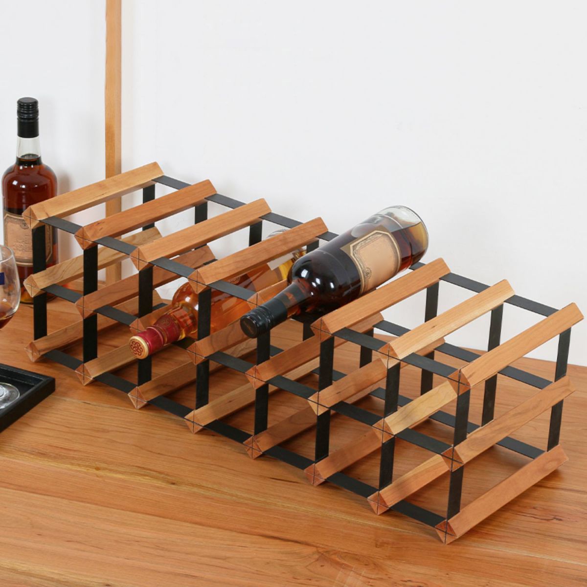 Tabletop Wine Rack Solid Wood Wine Bottle Rack for Living Room