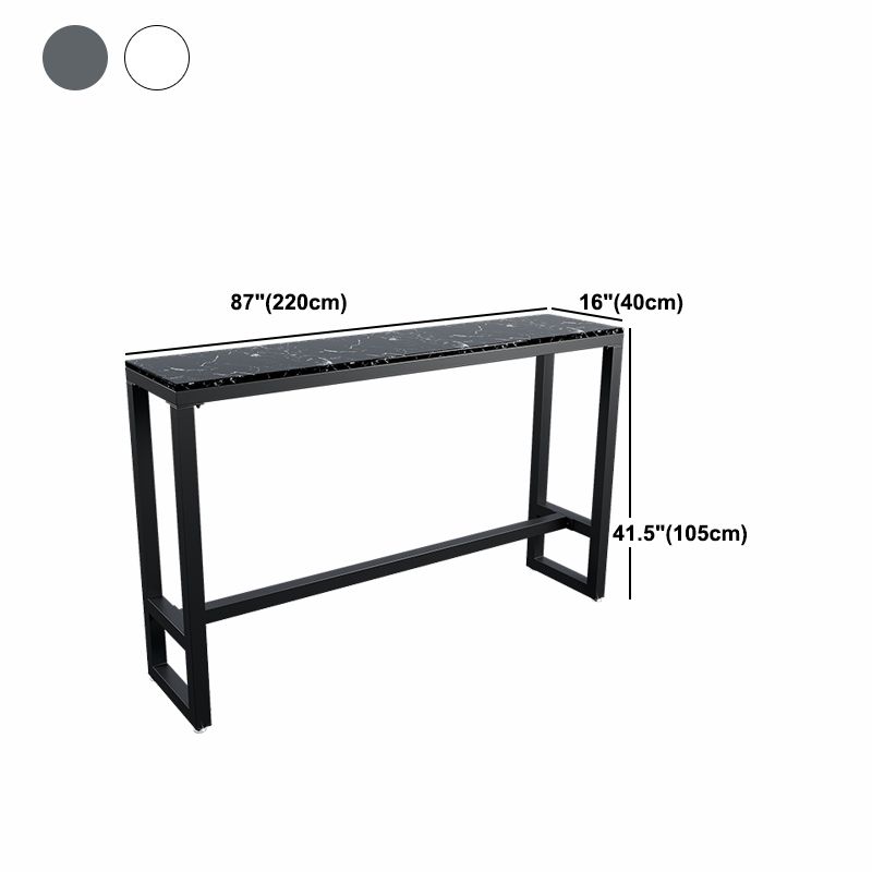 Marble Indoor Counter-height Pub Table Rectangle Footrest Bar Dining Table