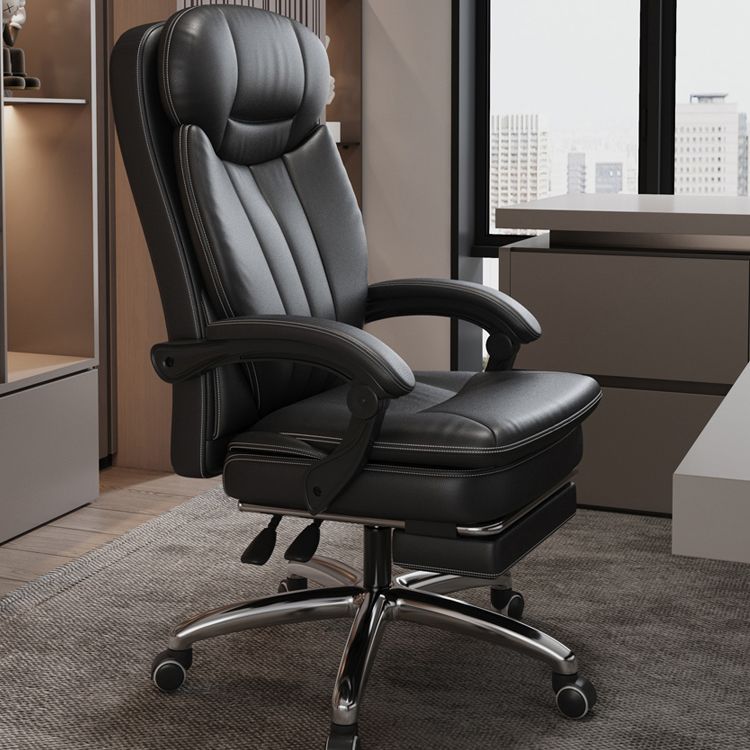 Modern Leather Swivel Chair Adjustable Seat Height Office Chair with Wheels