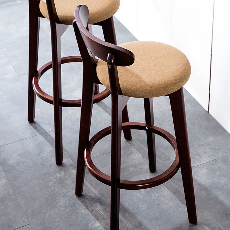 Scandinavian Dessert Shop Beech Stool Matte Finish Upholstered Bar Stools