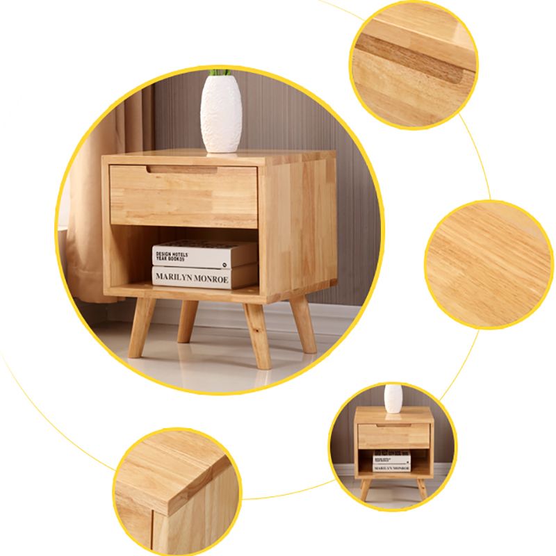 Modern Bedside Cabinet Solid Wood Bed Nightstand for Bedroom