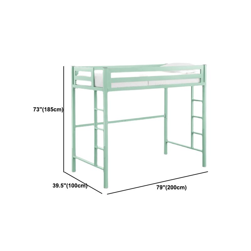 Contemporary High Loft Bed with Built-In Ladder and Guardrail in Green